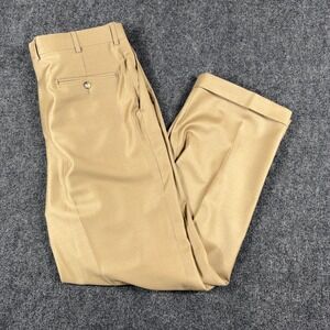 Berle Pleated Dress Pants Cuffed Classic Fit 38x30 Tan Khaki Business Casual